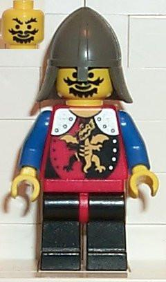 LEGO Minifigure-Dragon Knights - Knight 2, Black Legs with Red Hips, Dark Gray Neck-Protector-Castle / Dragon Knights-CAS016-Creative Brick Builders